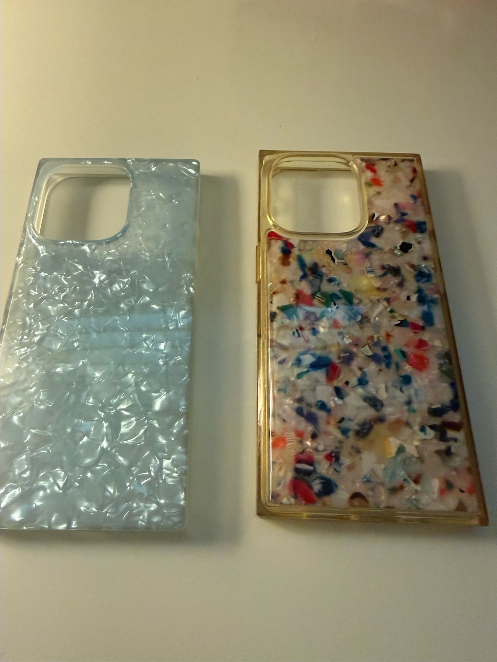 IPHONE 16PRO FLAUNT Clear Pearl Blue and Confetti Multicolor Phone Case Covers